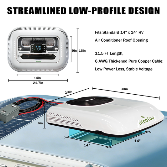 12V DC RV Air Conditioner, 10,000 BTU Cooling RV AC Unit Low-profile 12V AC Unit With Smart Voice Control APP Bluetooth Control,Rooftop Air Conditioner for Rvs,Trailers,Vans, Trucks, Campers,Boats