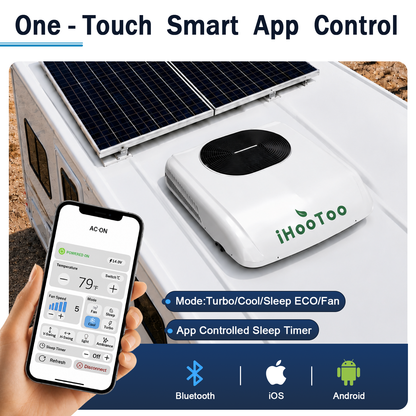 2026 New 12V Inverter RV Air Conditioner, Smart APP&Voice Control,10000 BTU 6-IN Low Profile Rooftop AC Unit for Off-Grid Campers, Vans, Trailers