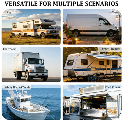 2026 New 12V Inverter RV Air Conditioner, Smart APP&Voice Control,10000 BTU 6-IN Low Profile Rooftop AC Unit for Off-Grid Campers, Vans, Trailers